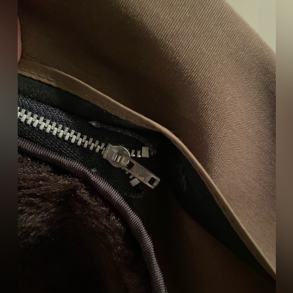 RARE VINTAGE LONDON FOG Brown Fur Lined Trench Coat 100% Cotton - Picture 5 of 5